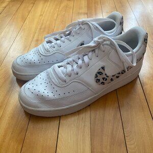 Women's Nike Court Vision Low Leopard Swoosh - White Size‎ 10